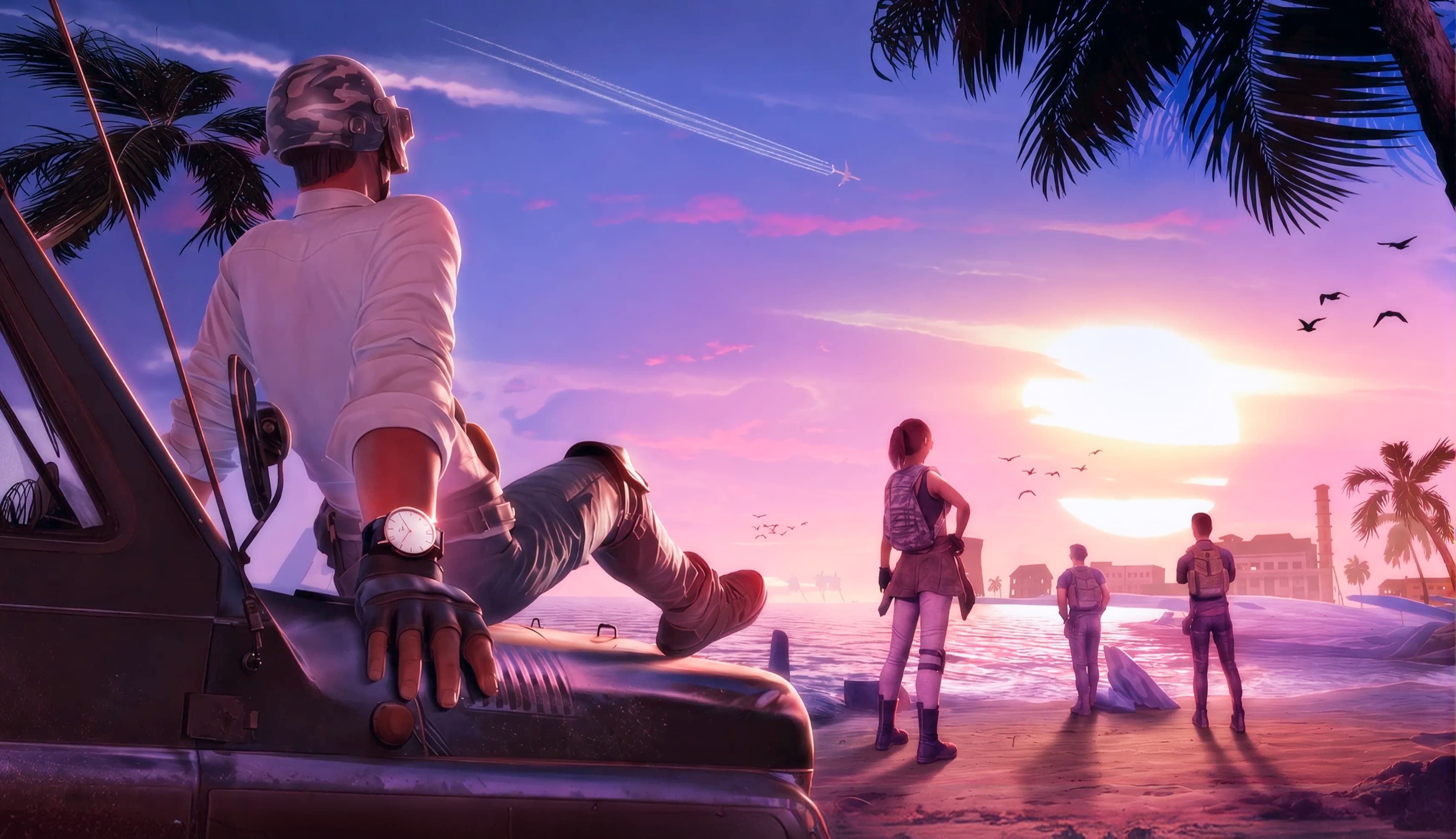 Squad watching the sunset from the beach